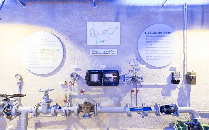 Wasserrohre im WasserSpiegel, dem Wassermuseum in Salzburg