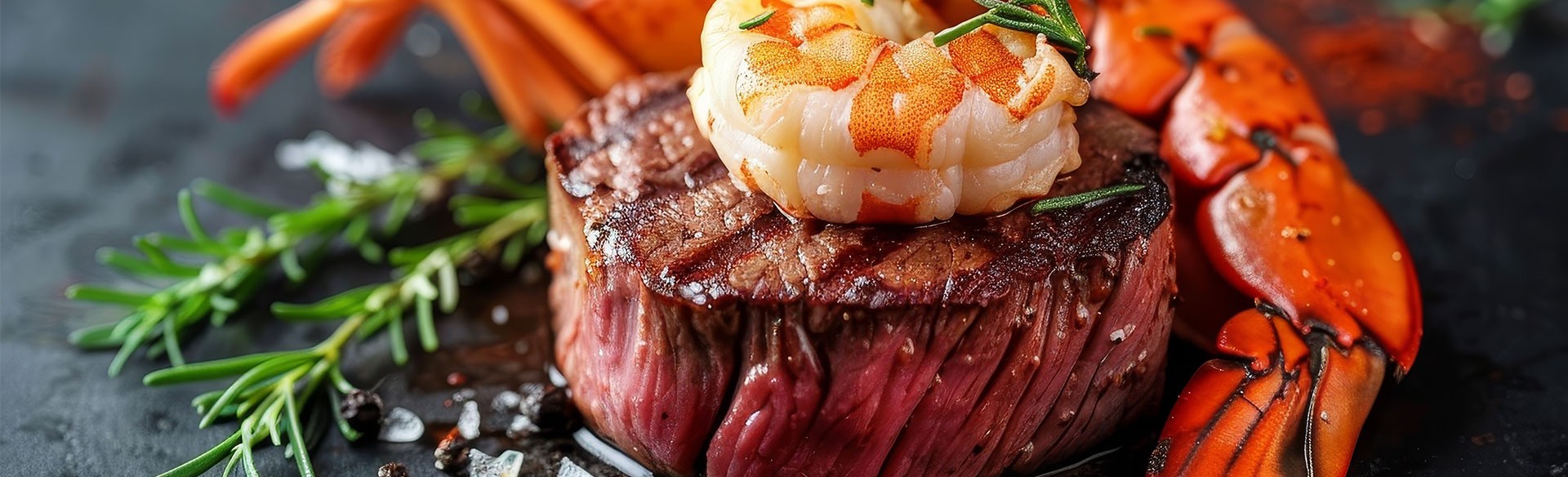 Raw fillet mignon and lobster tail surf and turf